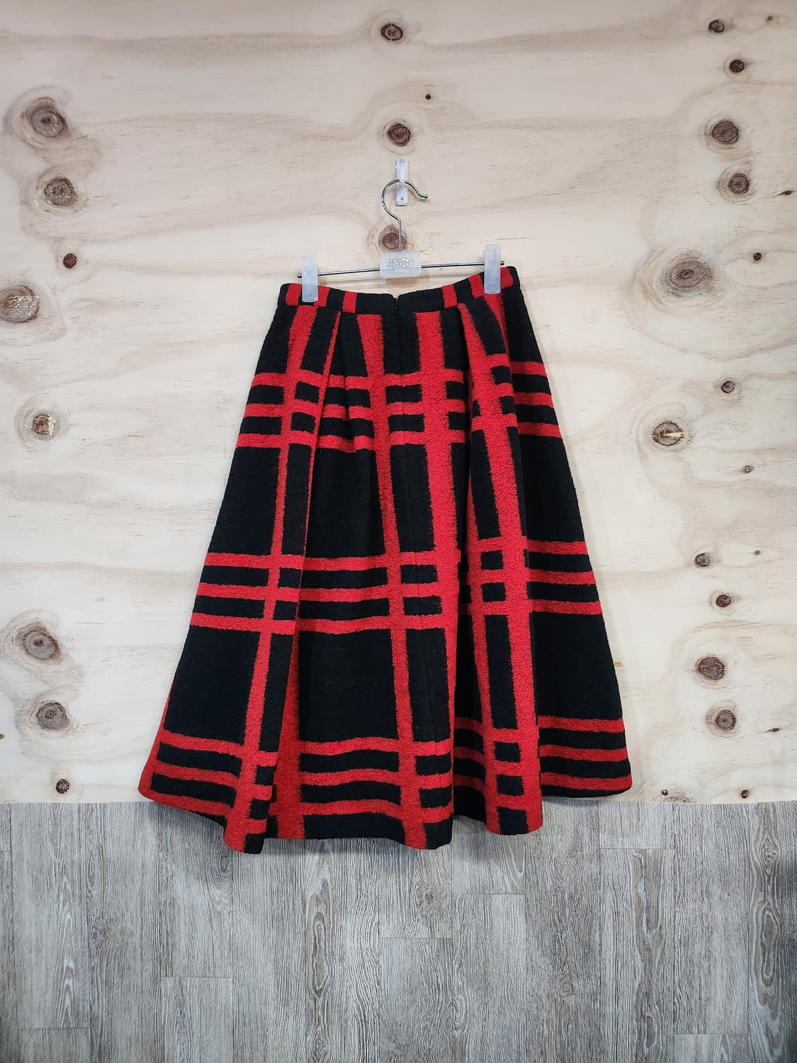 588) 나인 NAIN 레드/블랙 체크 플리츠 스커트 상품이미지2