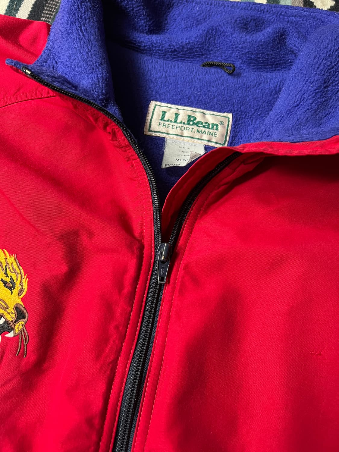 [XL]90's 엘엘빈 USA 코넬 유니버시티 플리스 웜업 자켓 상품이미지3