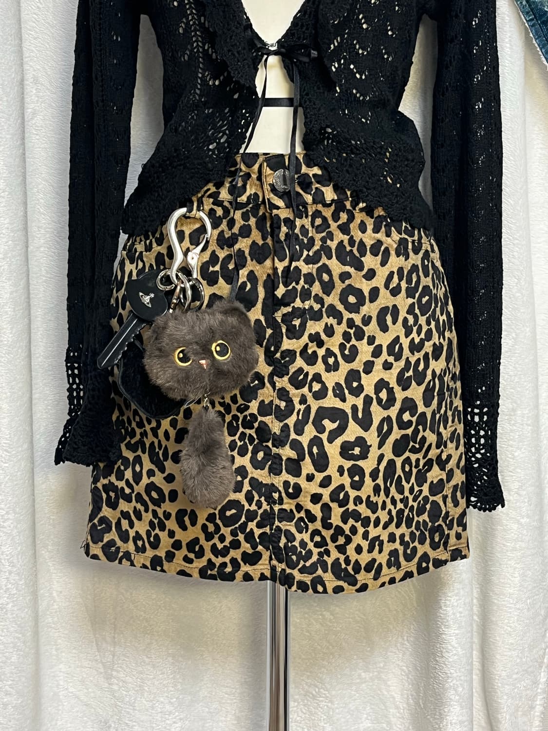 빈티지 숏벨벳 레오파드 미니 스커트 상품이미지1