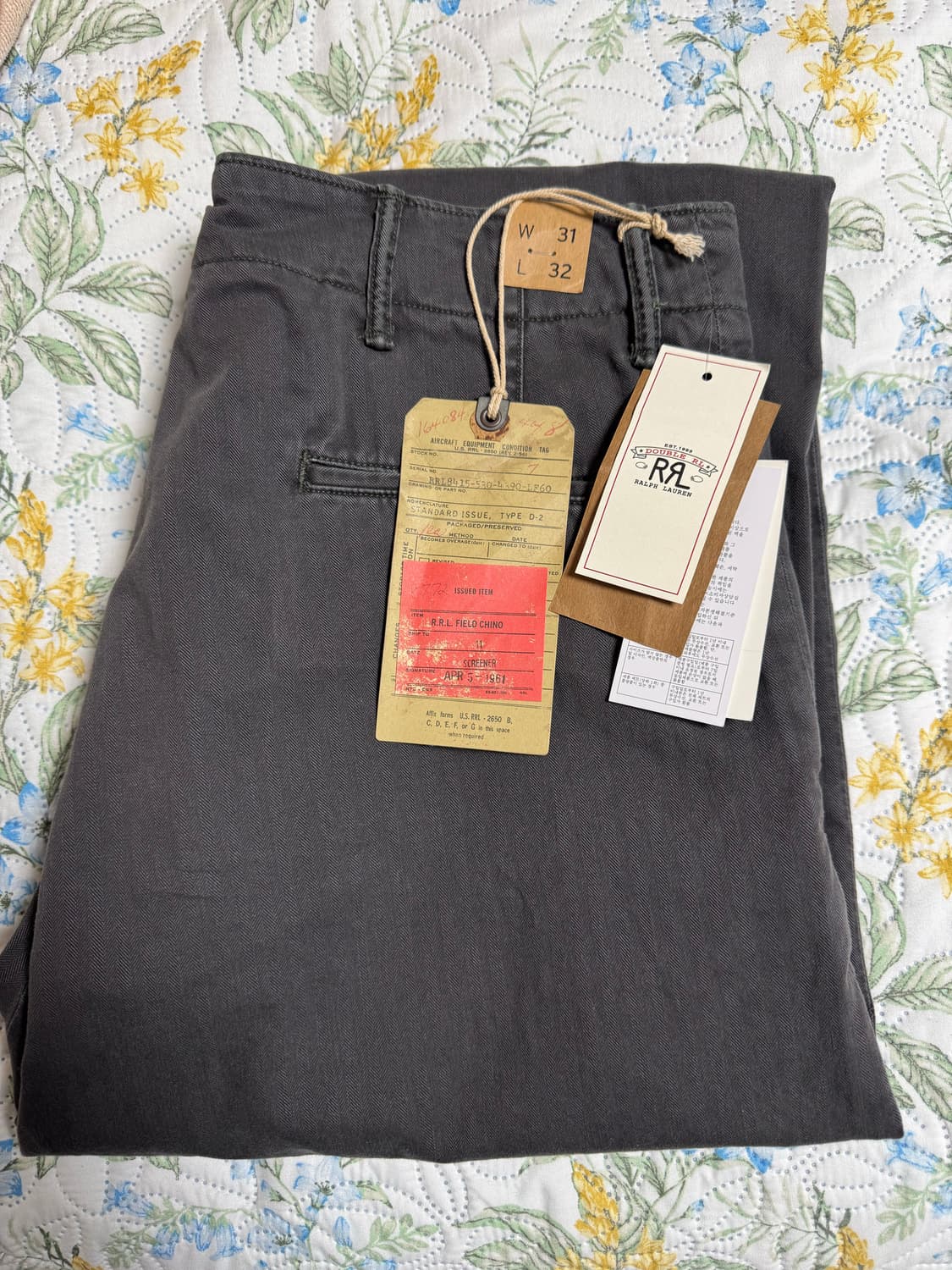 RRL 헤링본트윌팬츠31/32 새제품 팝니다. 국내매장구매 택체 미착용  상품이미지2