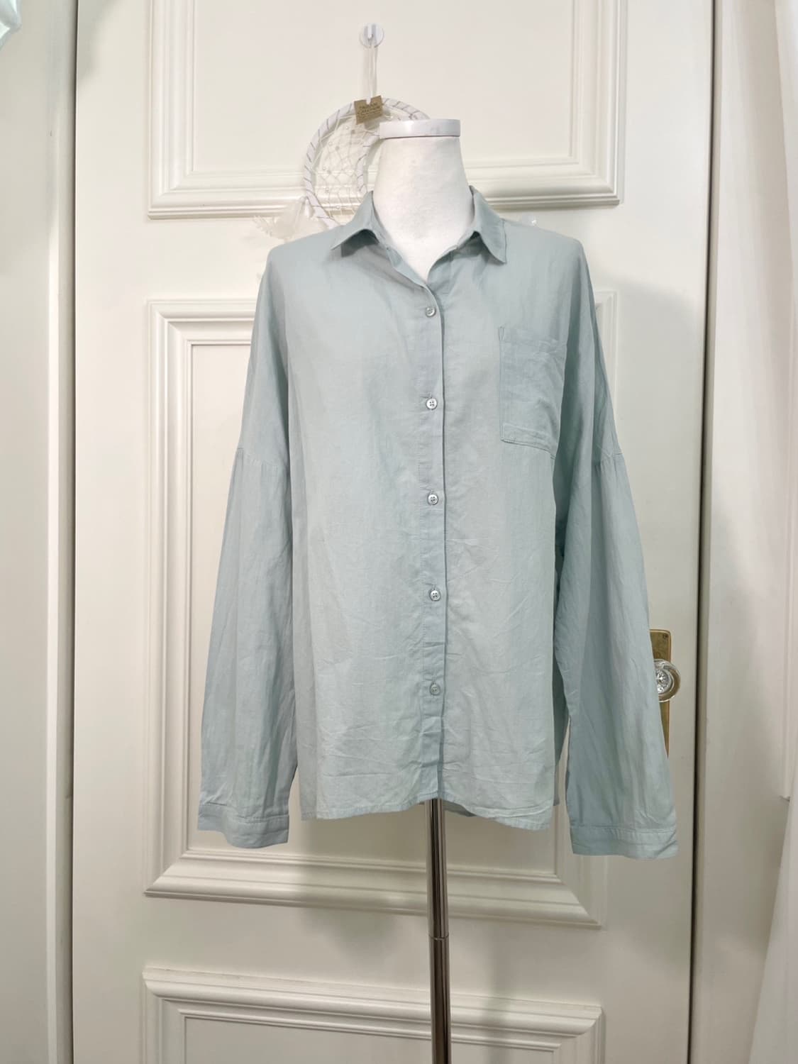 mute mint cotton loose shirt(size-L) 상품이미지1