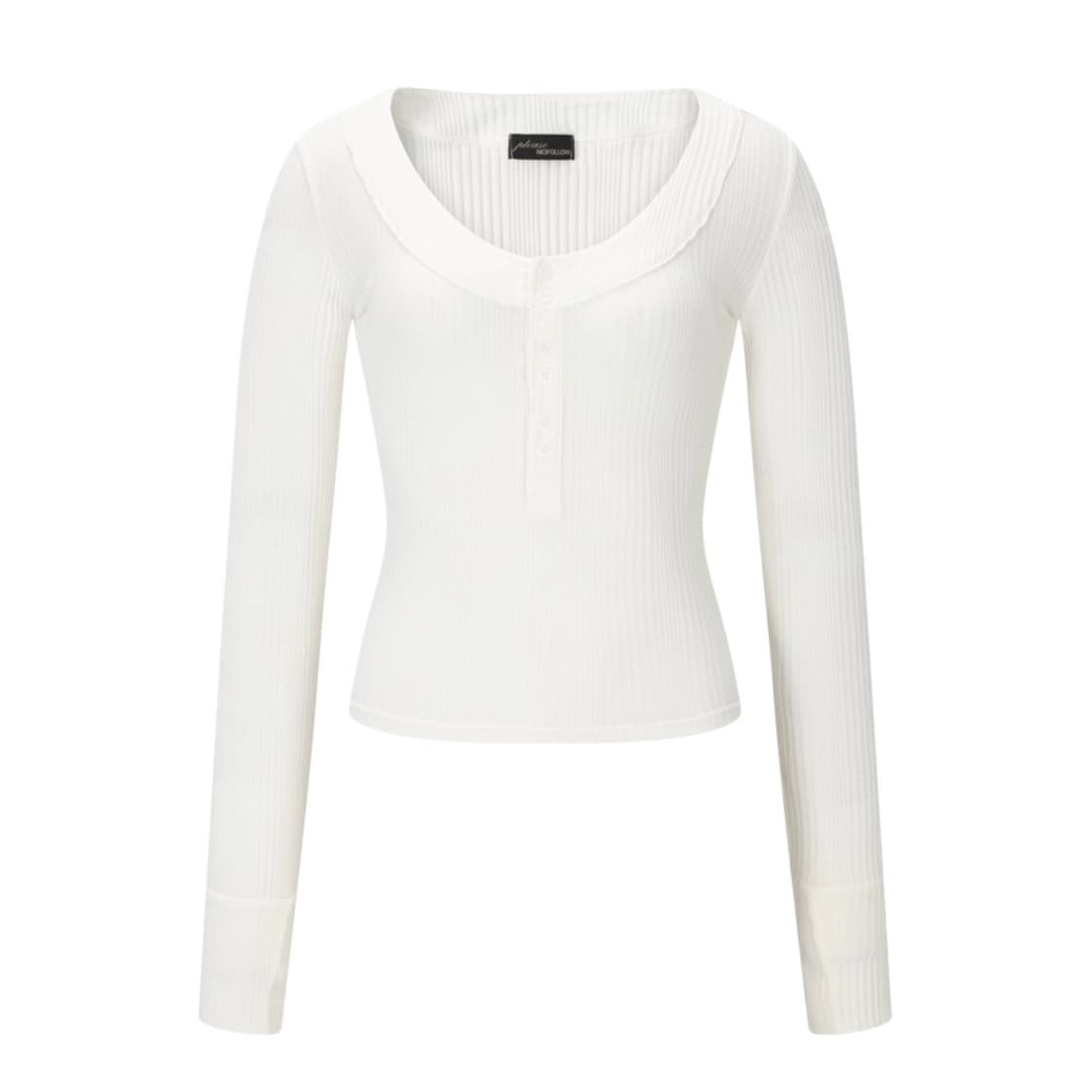 Tanny Button Ribbed Long Sleeve Top 상품이미지1