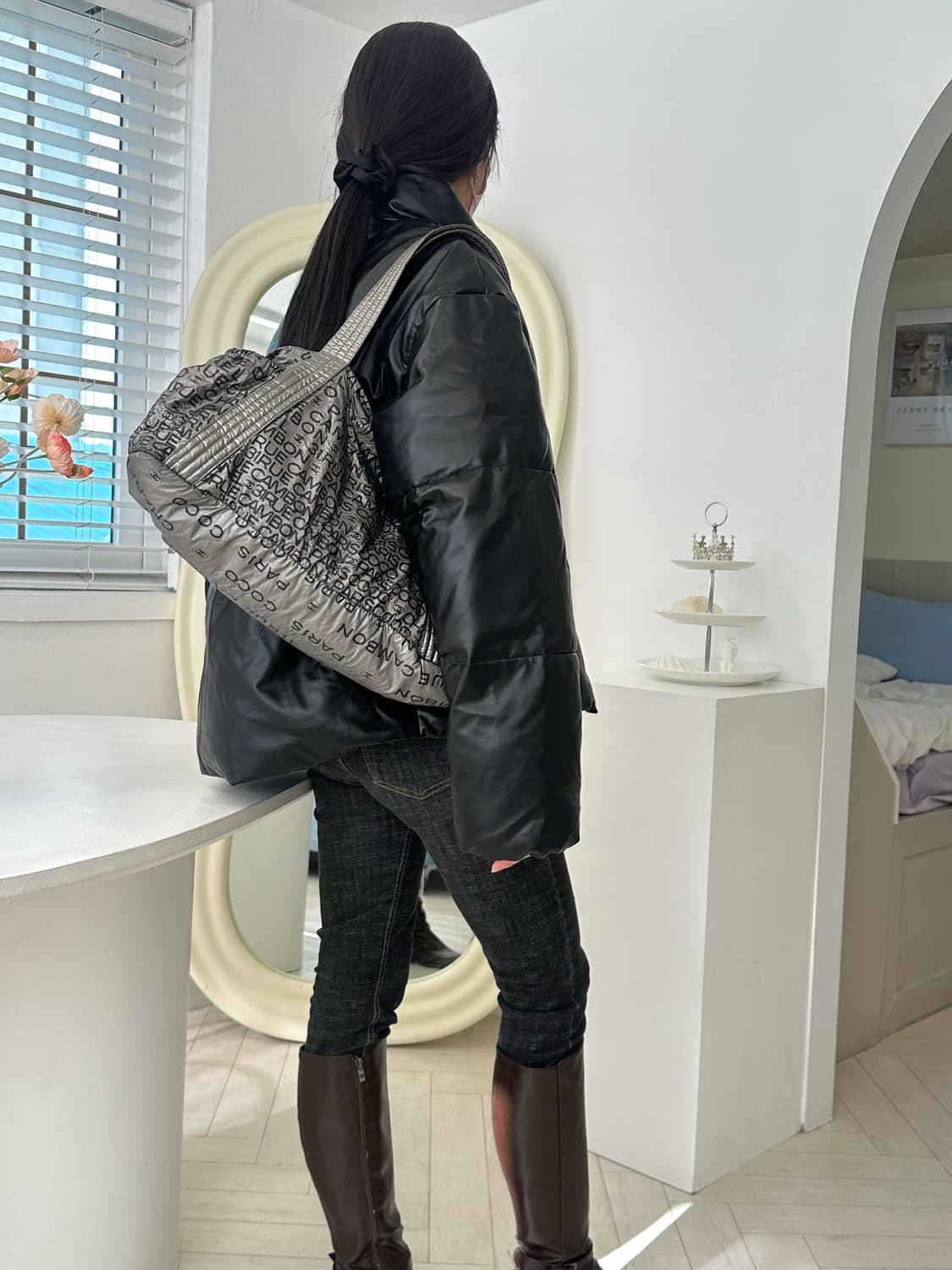 [A 정품] 샤넬 크루즈 토트 숄더백 실버 상품이미지3