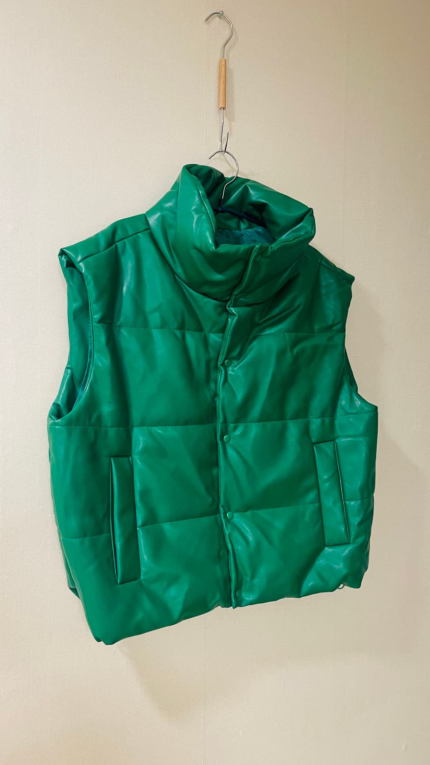 새상품)마르디메크르디 악티프 그린 레더 패딩 조끼 ree 정가 26만 상품이미지4