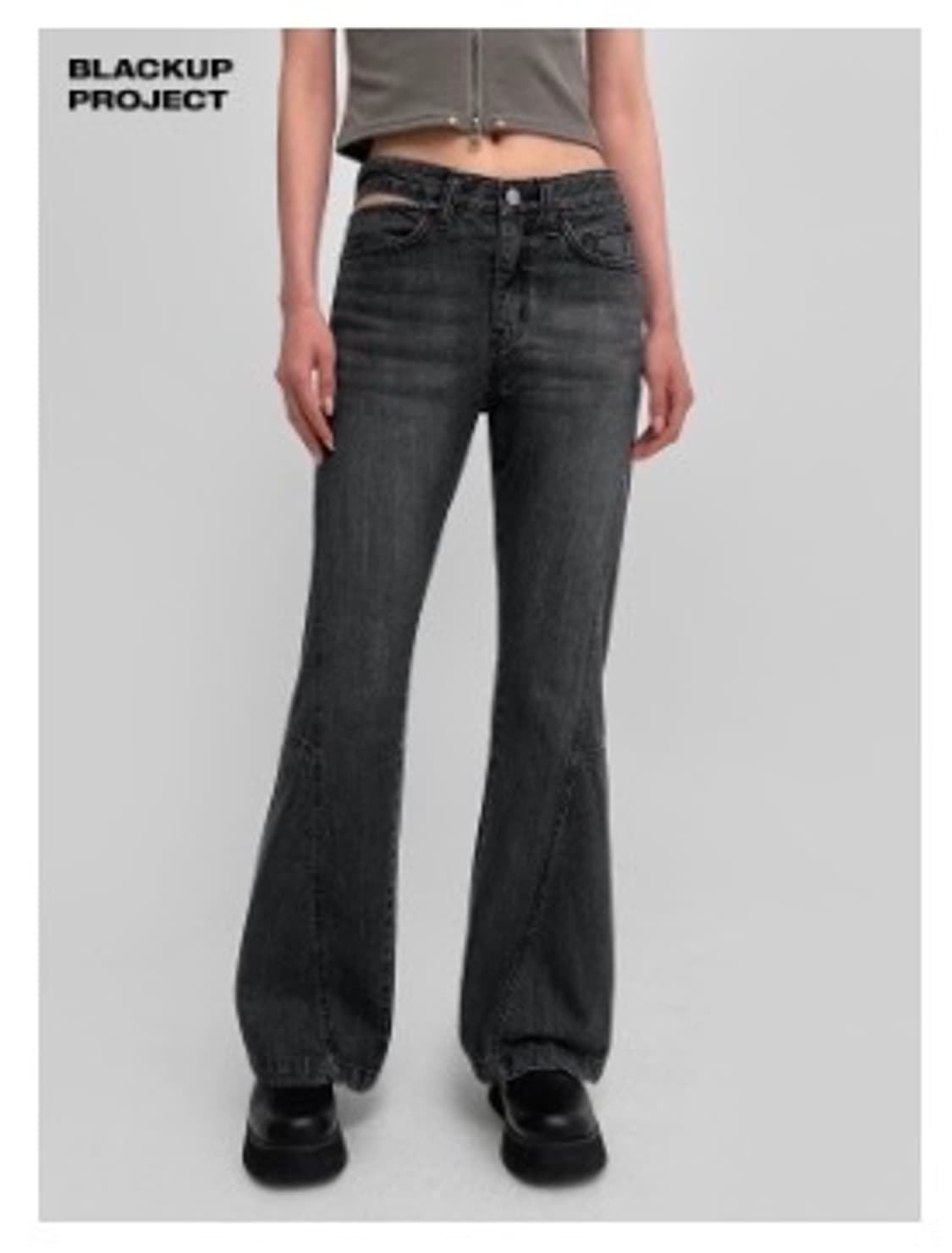 팔렛트 컷아웃 부츠컷 데님팬츠 상품이미지1