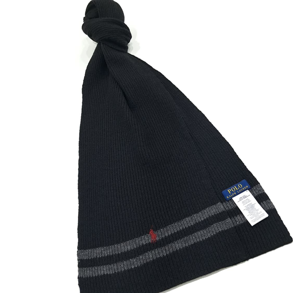 MX343 폴로 랄프로렌 블랙 그레이 투톤 램스울 니트 목도리 머플러 상품이미지2