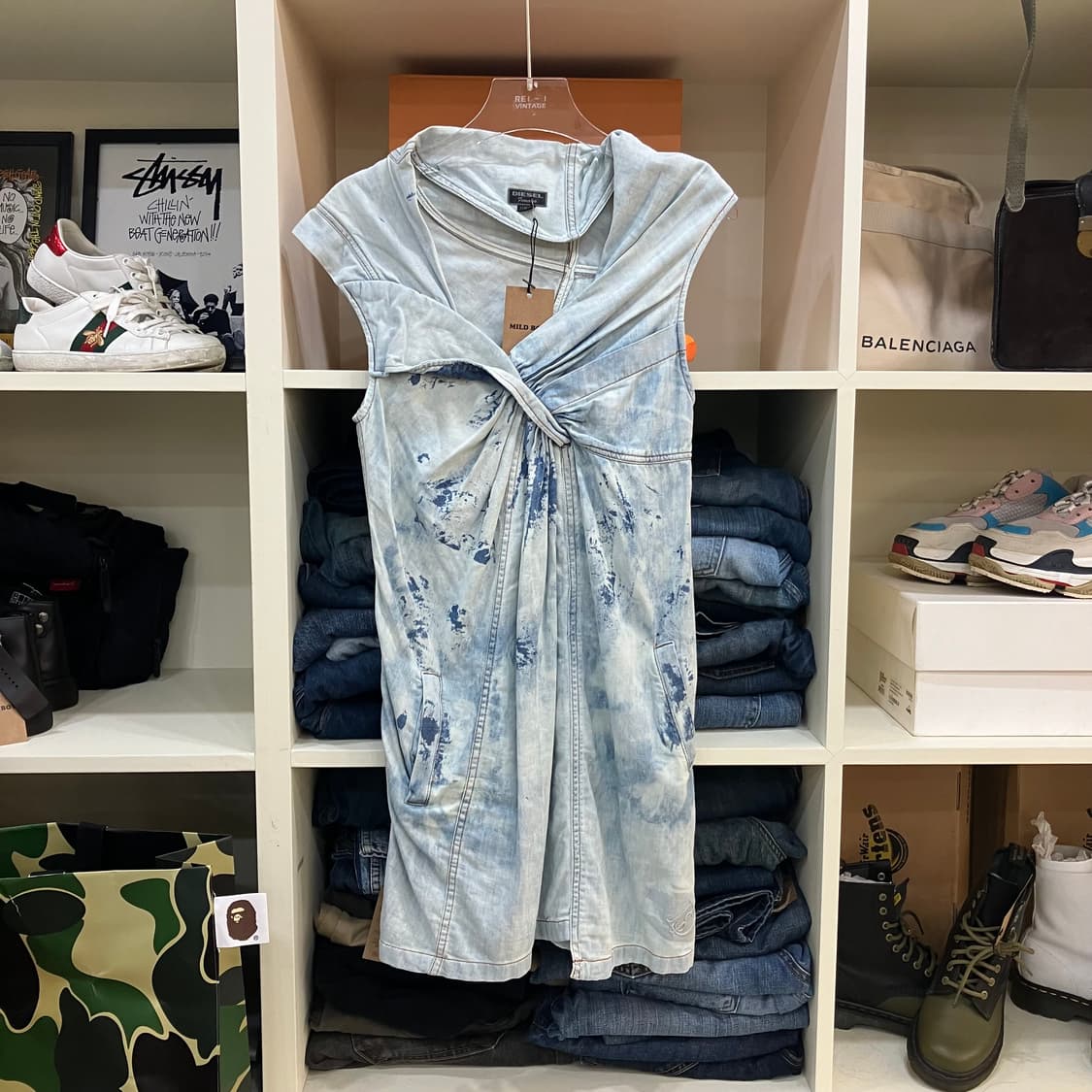 Diesel 디젤 아카이브 블리치 가공 워싱 데님 원피스 XS 상품이미지1