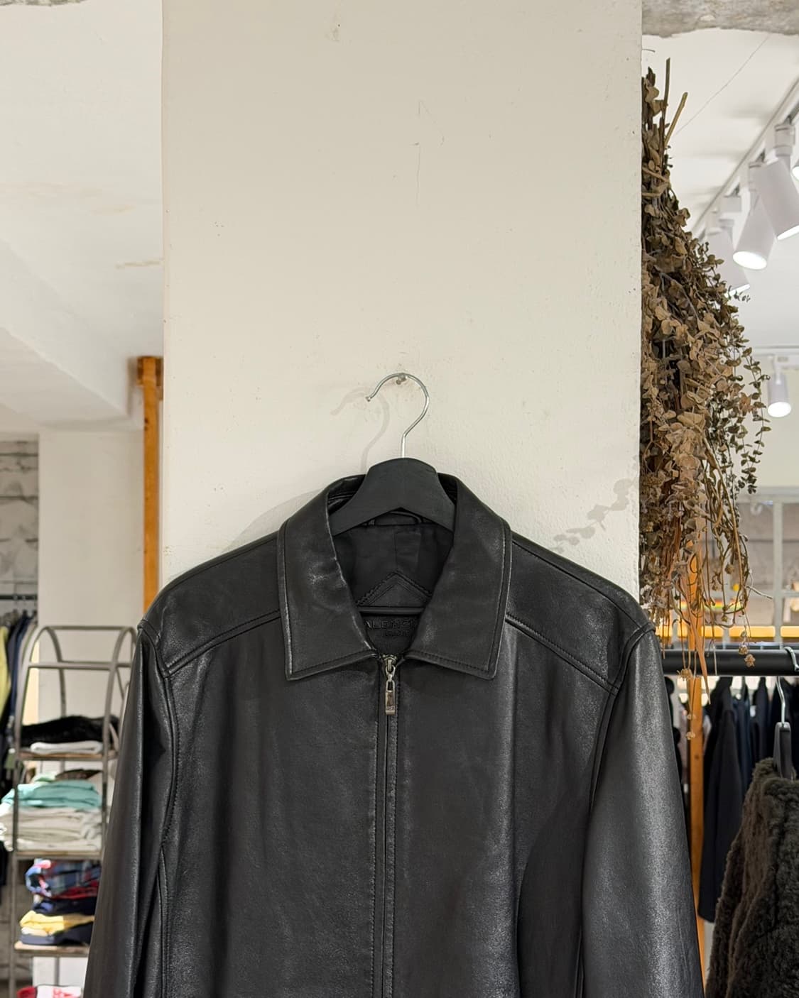 발렌시아가 블랙 램스킨 레더 블루종 상품이미지4