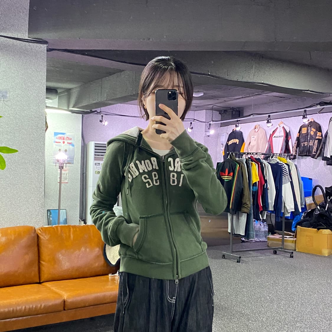 아베크롬비 앤 피치 아치로고 그린 후드집업 B4589 상품이미지1