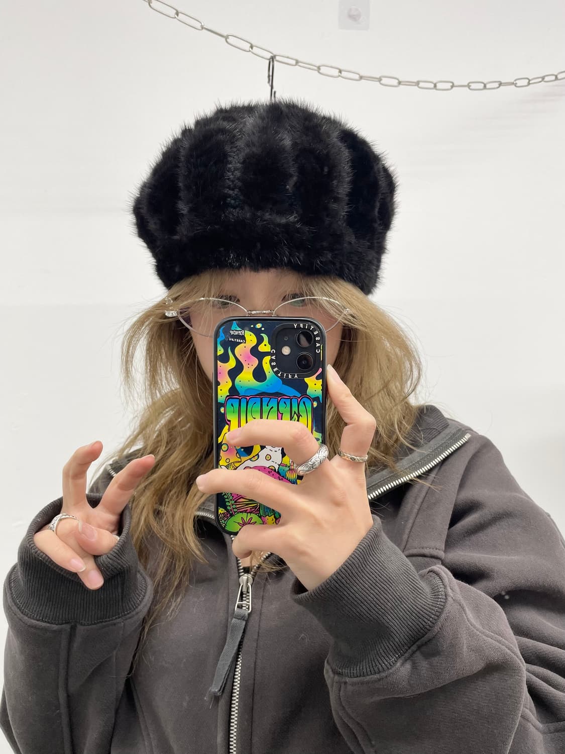 블랙 밍크100% 윈터 베레모 상품이미지1