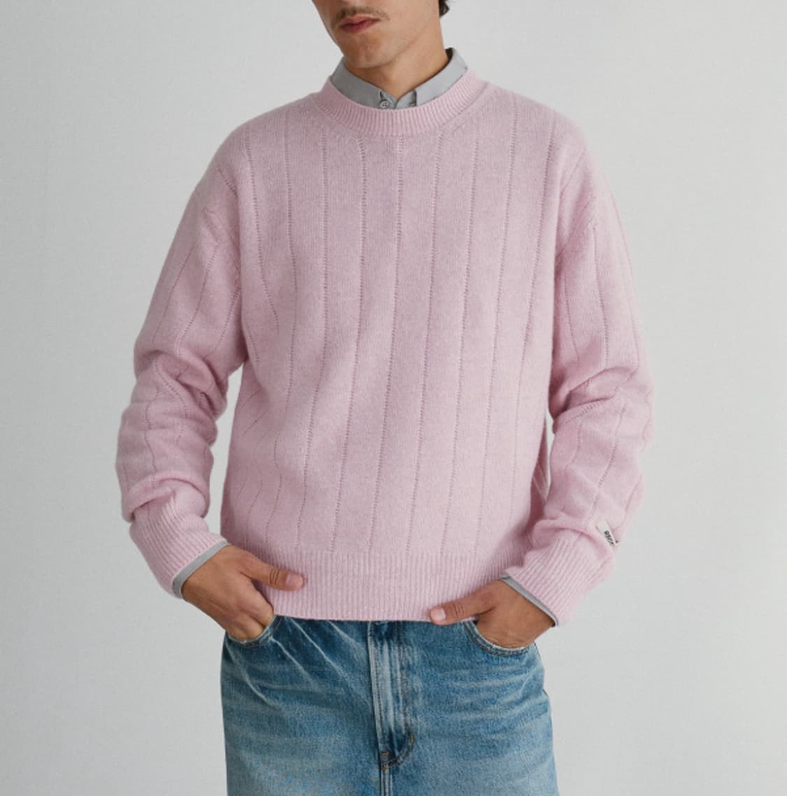 (구매) 렉토 러블리 라운드넥 스웨터 니트 라이트 핑크 S,M 상품이미지1