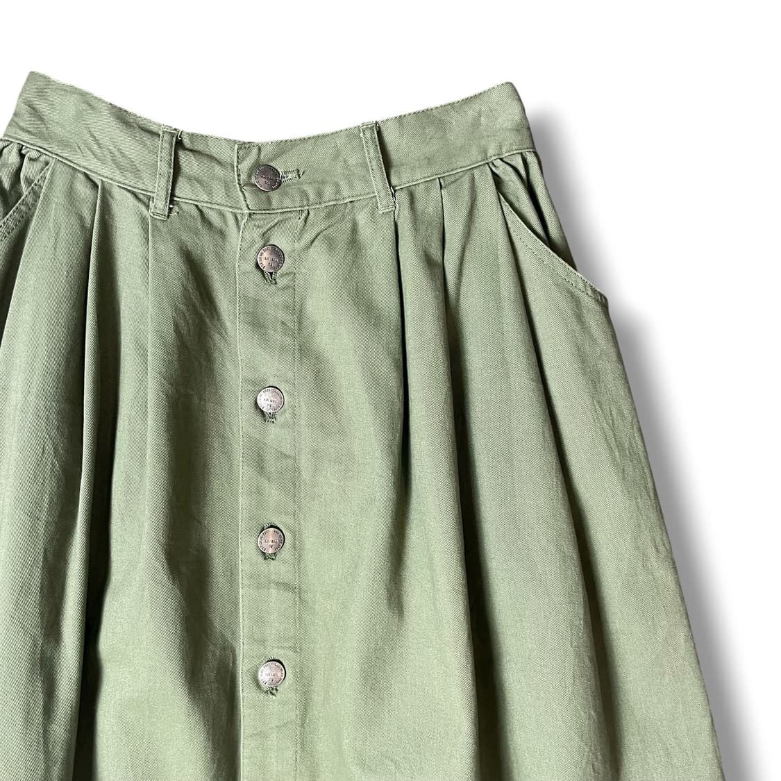 빈티지 카키 플레어 단추 스커트 상품이미지3