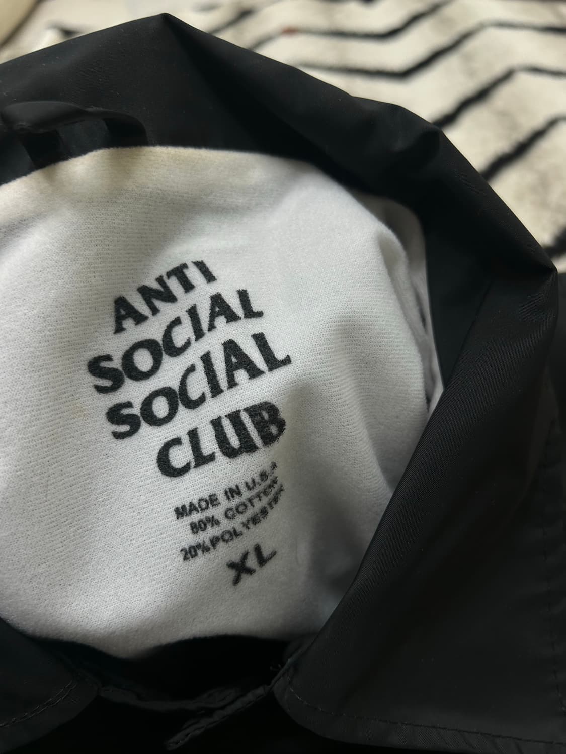 [XL]안티쇼셜소셜클럽 코치자켓/기모/블랙 상품이미지5
