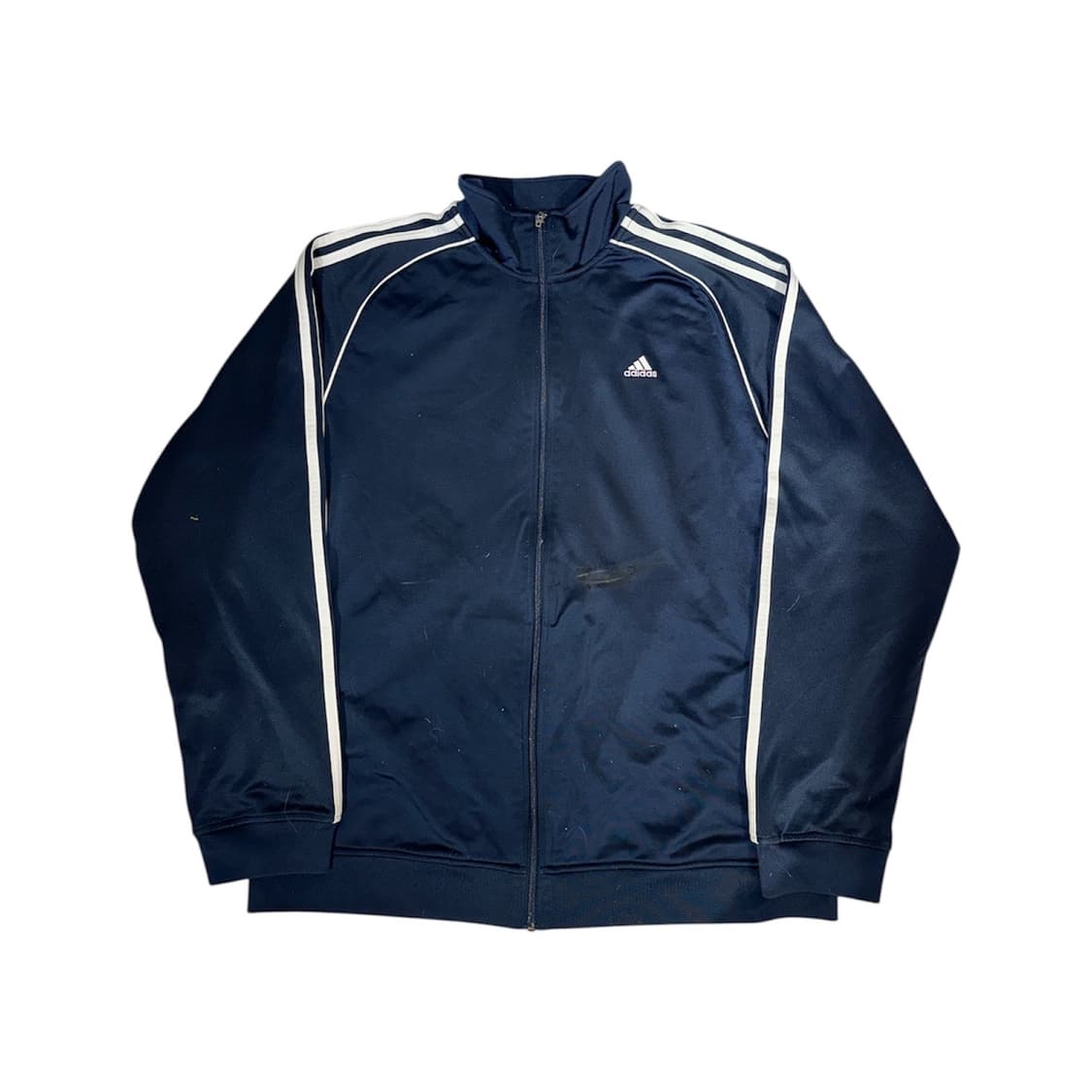 아디다스 네이비 화이트 삼선 스몰 로고 오버핏 트랙탑 져지 L 상품이미지5