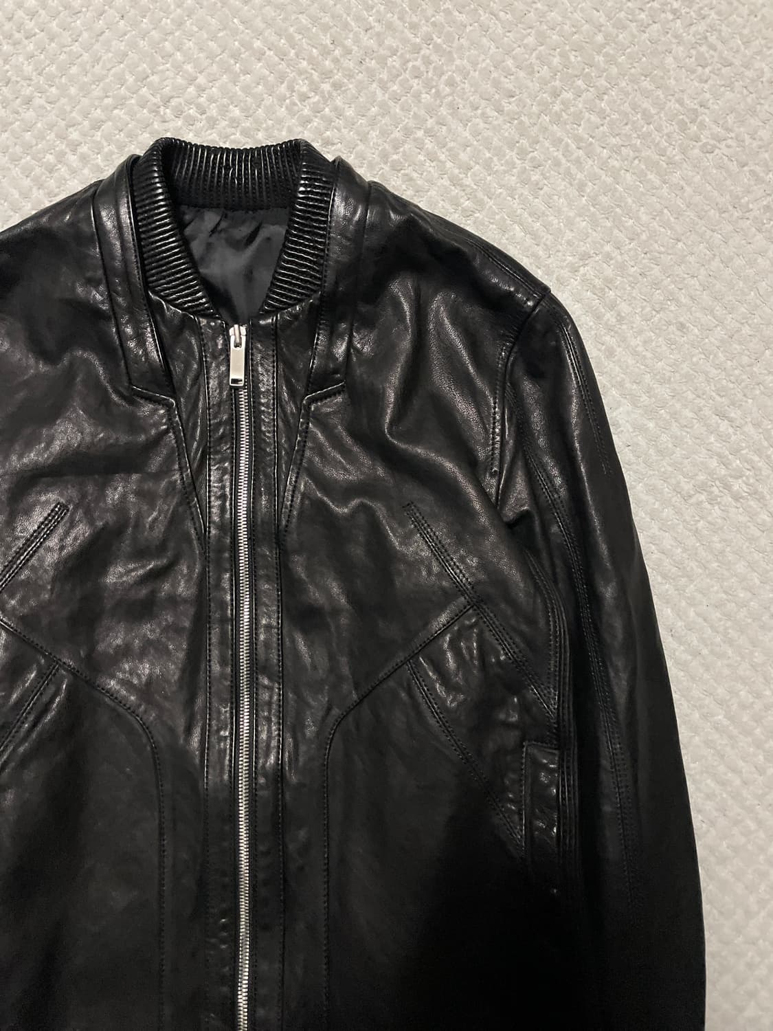 BON 웨스턴 무드 램스킨 양가죽 절개 바이커 레더 자켓 상품이미지3