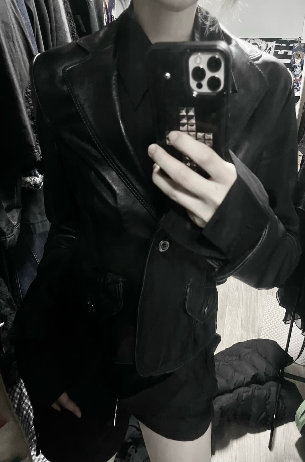 Sheepskin 레더자켓 은장버튼블레이저 00s디올생로랑st 양가죽 상품이미지2