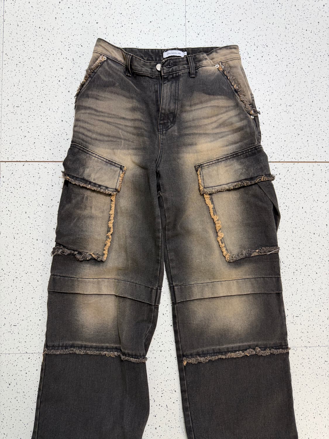 테슬 그라데이션 워싱 와이드 카고 팬츠 데님 팬츠 상품이미지1