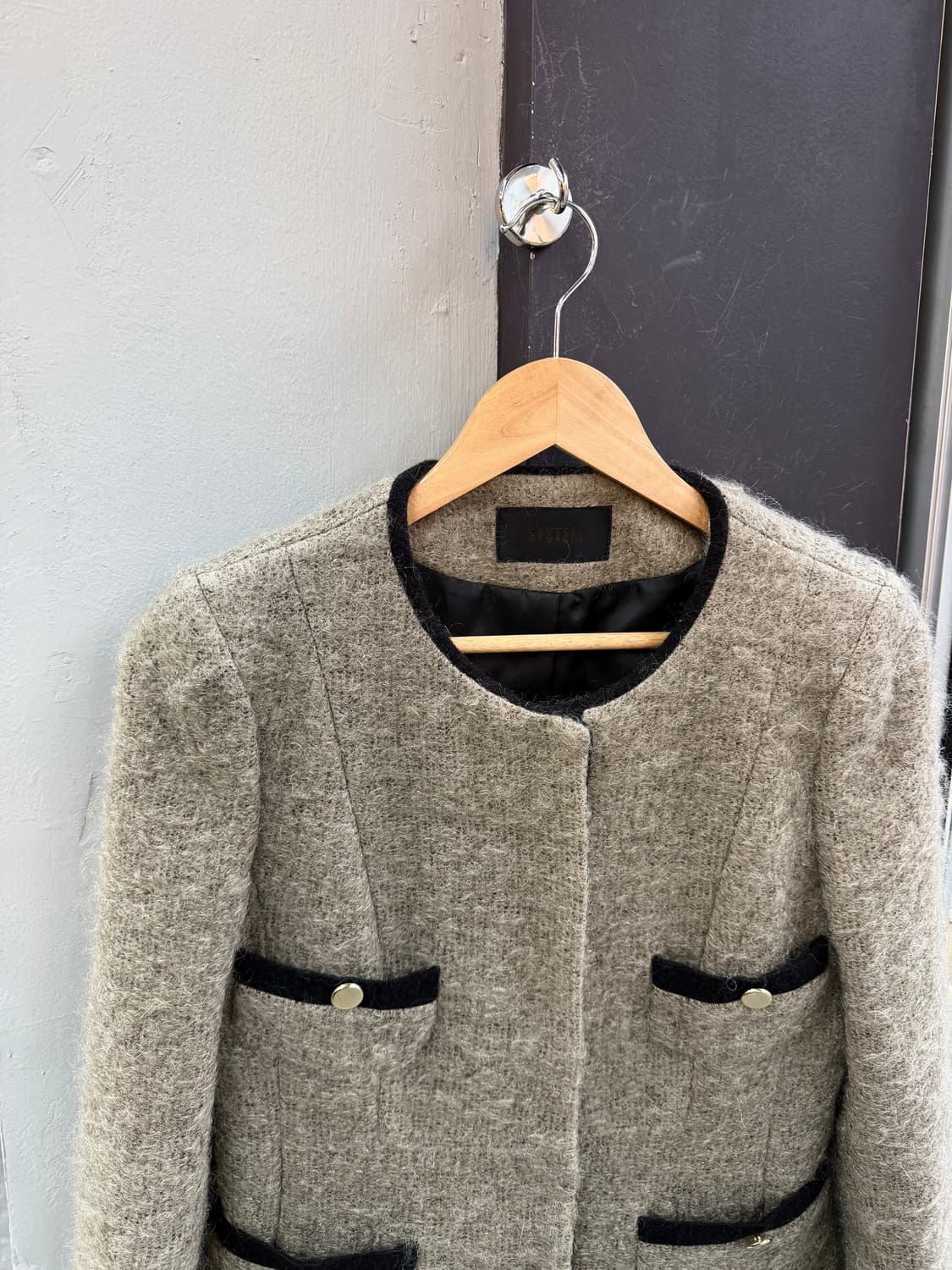 44~55/ 시스템 모헤어 트위드 금장버튼 자켓 상품이미지3