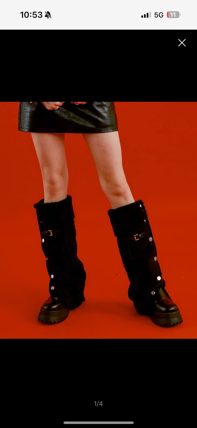 낫노잉 양털 레그워머 Mouton Snap Leg-Warmer 블랙 상품이미지1