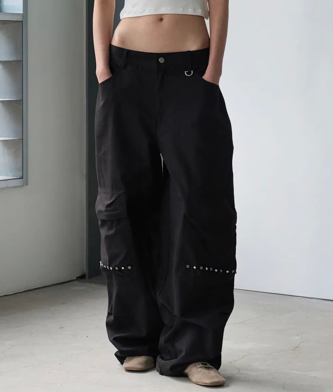 락케이크 Pocket Studded Pants - Black 상품이미지1