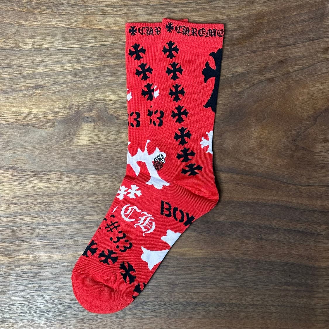 크롬하츠 스텐실 양말 레드 컬러 M 상품이미지1