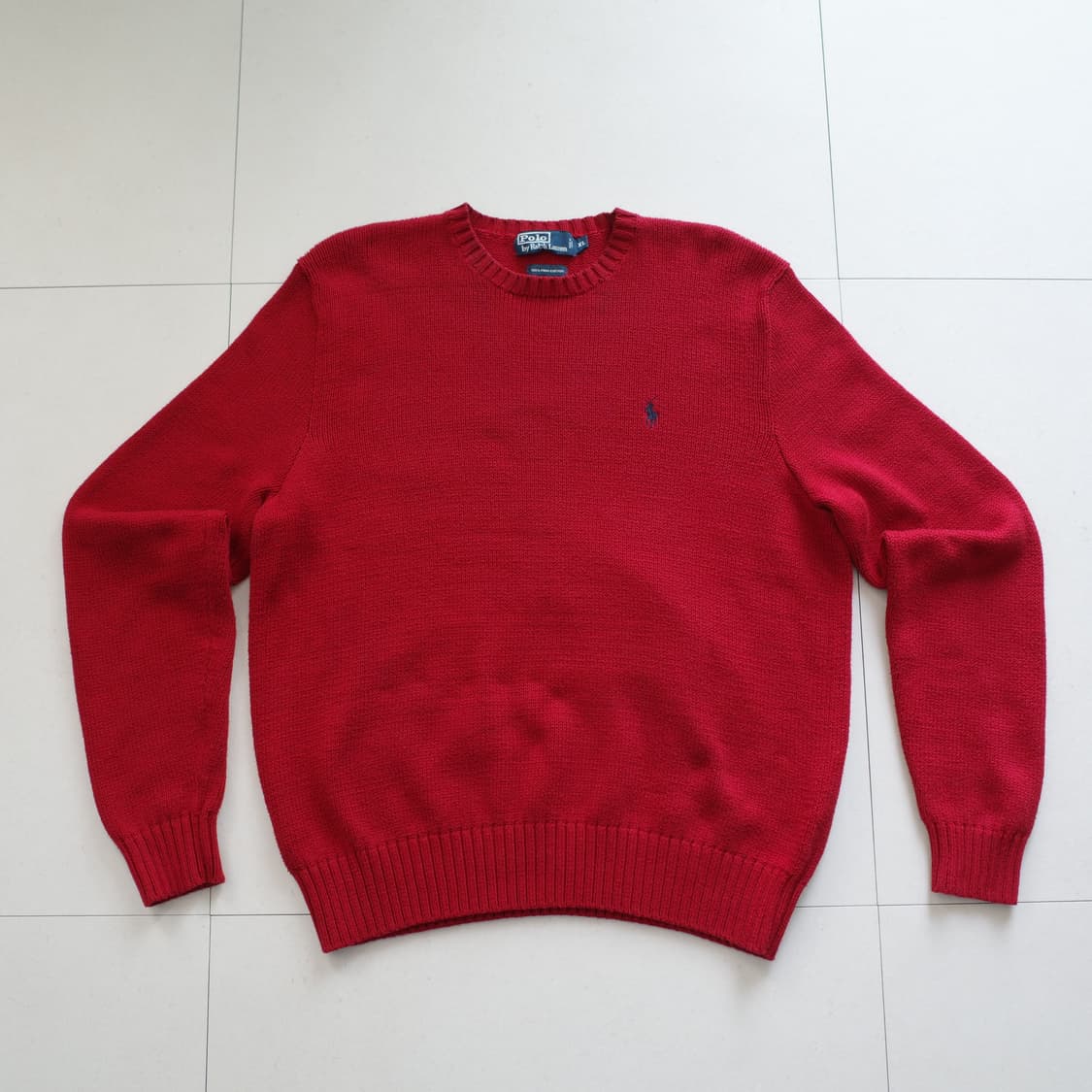 90s [XL] 폴로 랄프로렌 레드 피마코튼 크루넥 니트 상품이미지2