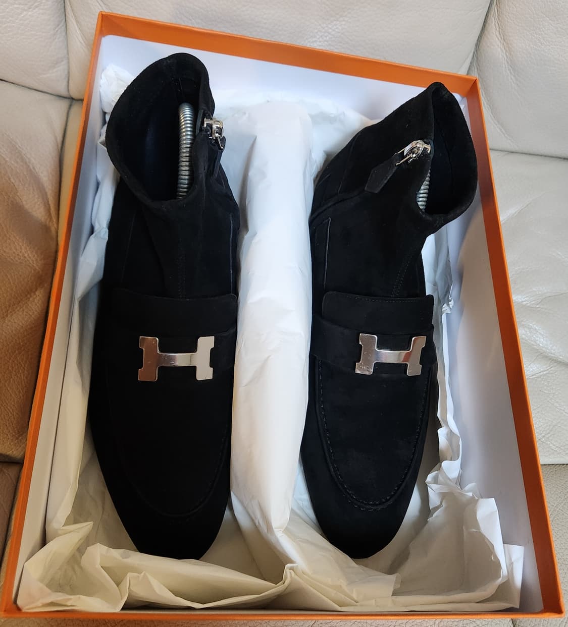 [정품]에르메스 H은장 부츠 앵클 스웨이드 사이즈 39 새상품급 한정판  상품이미지5