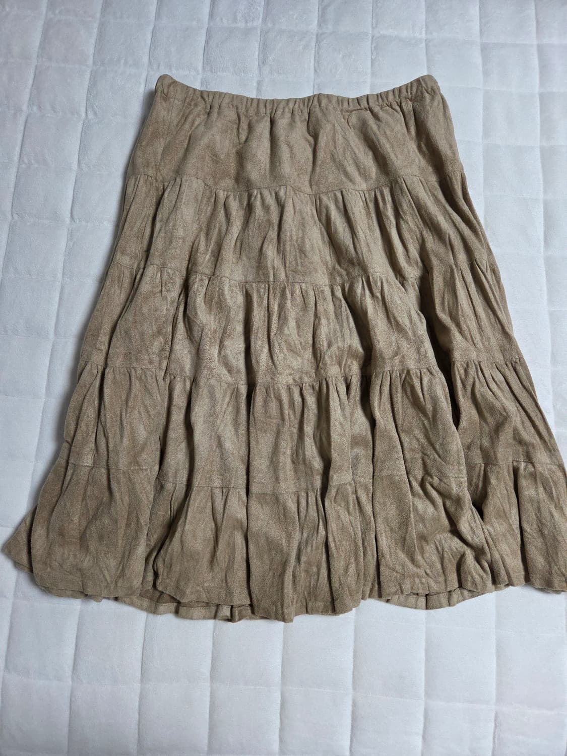 모리 빈티지 면스웨이드 풀밴딩 미디스커트 치마 상품이미지2