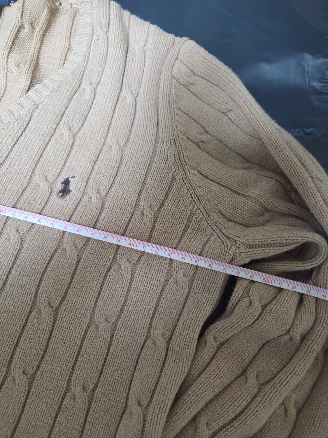 폴로 베이지 브이넥 꽈배기니트 상품이미지6