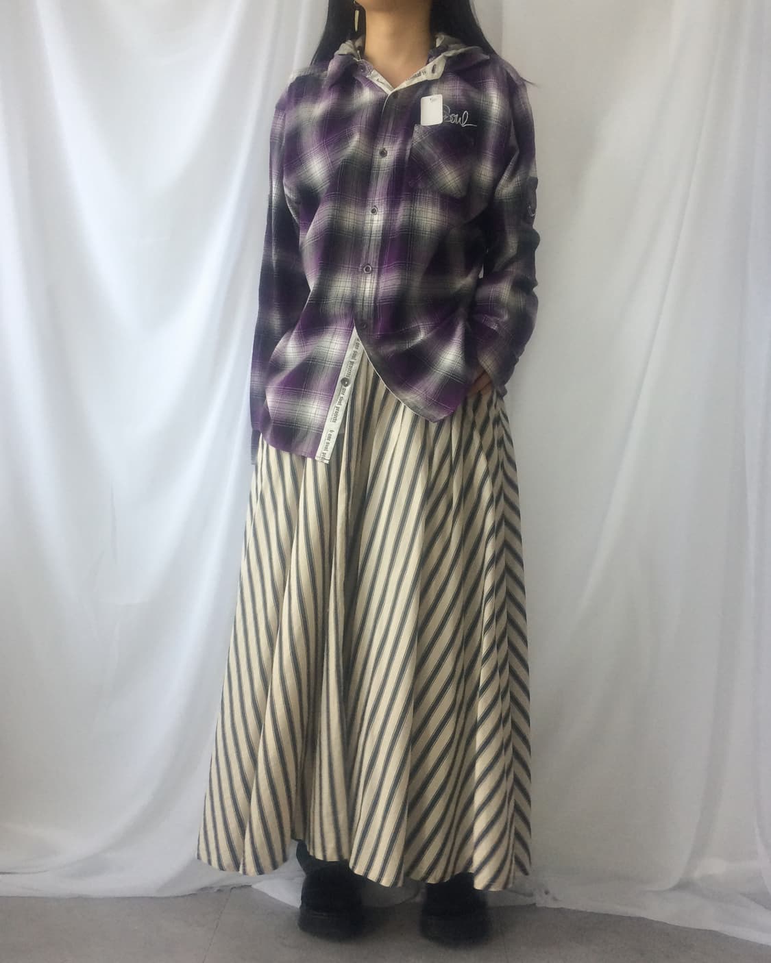 Back printing point check pattern hood l 상품이미지1