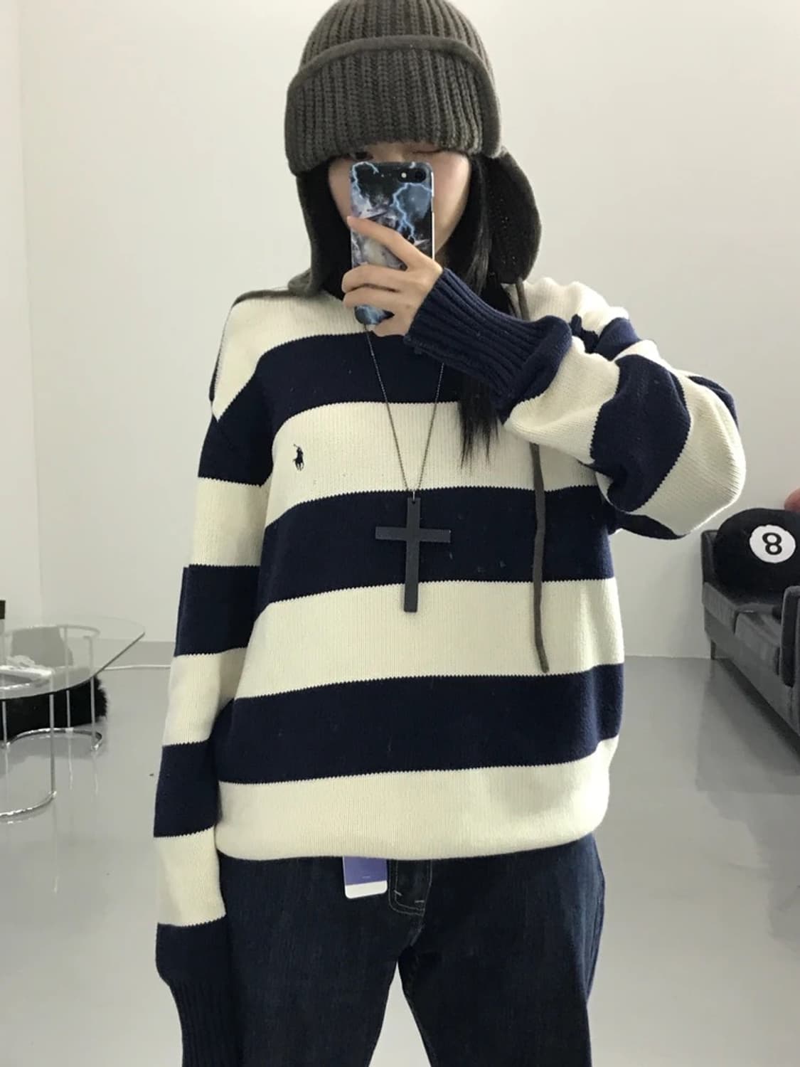 폴로랄프로렌 베이지 스트라이프 니트 상품이미지1