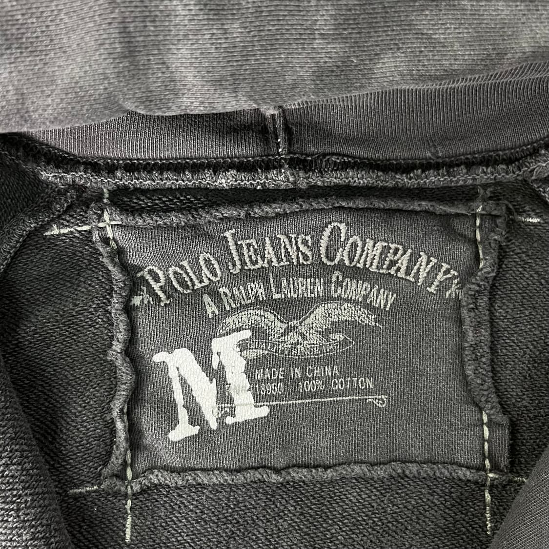 100 폴로랄프로렌 진스 딥 그레이 빈티지 데미지 반집업 후드티 상품이미지3