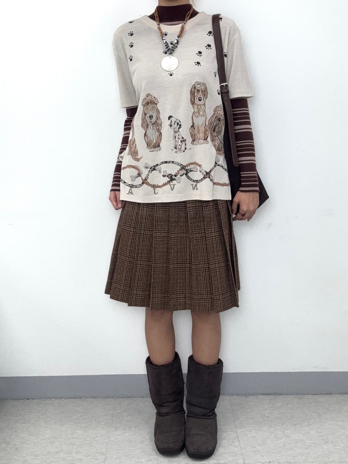 빈티지 브라운 롱슬리브 반팔 모리 코디 세트 상품이미지7