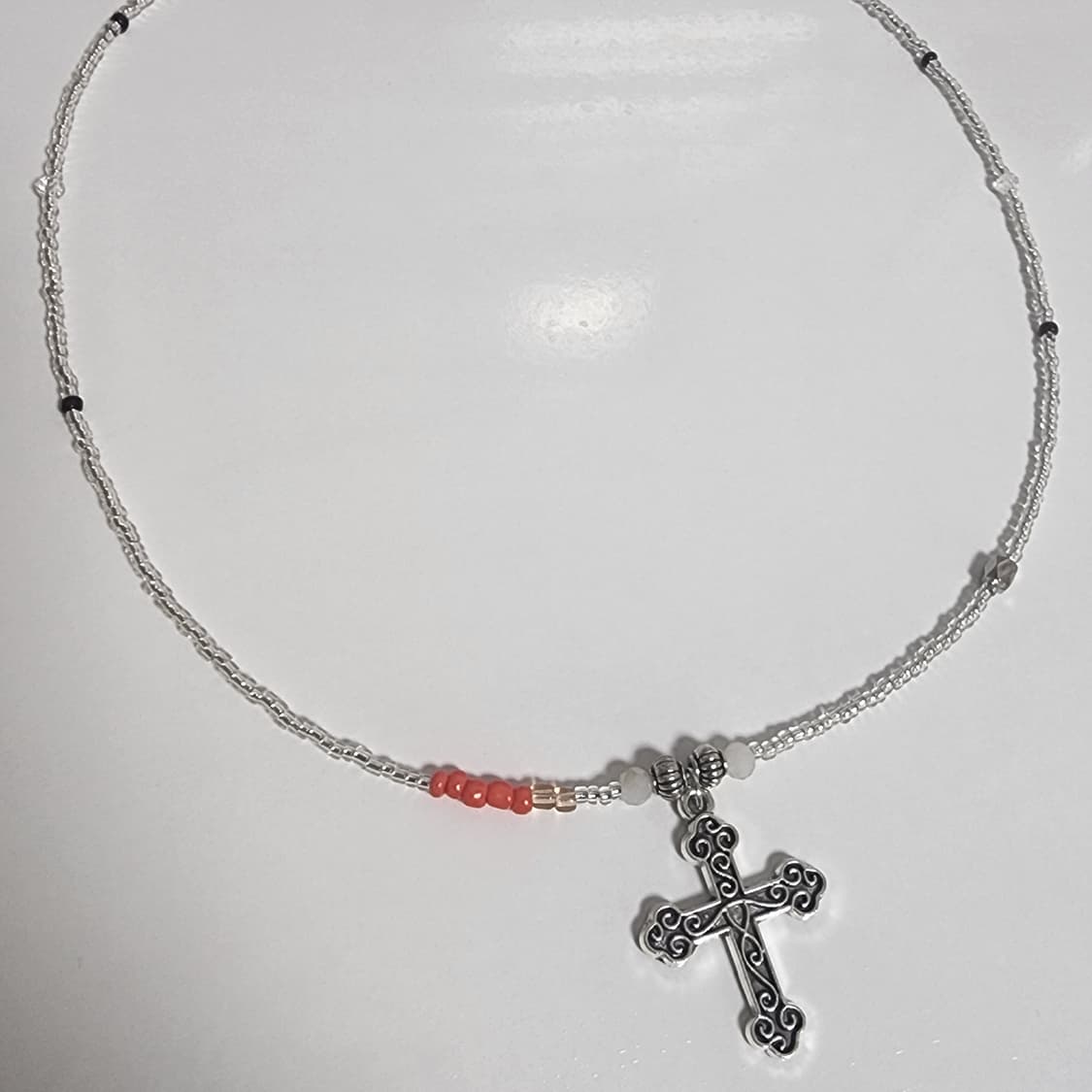 남자 주황 포인트 십자가 목걸이 상품이미지3