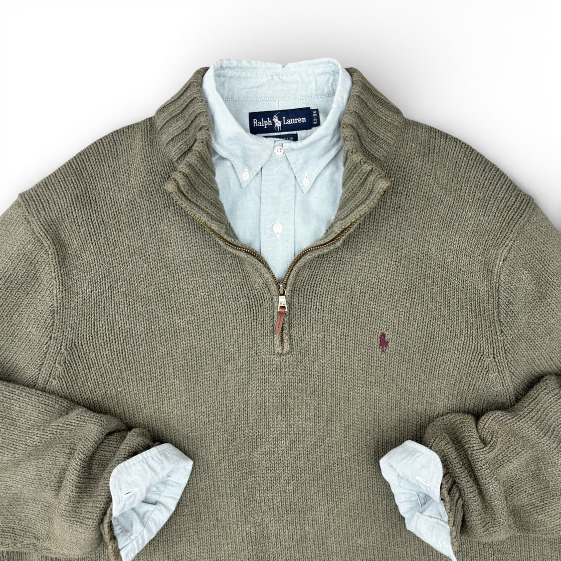 90's 폴로 쿼터 집 코튼 스웨터 상품이미지3
