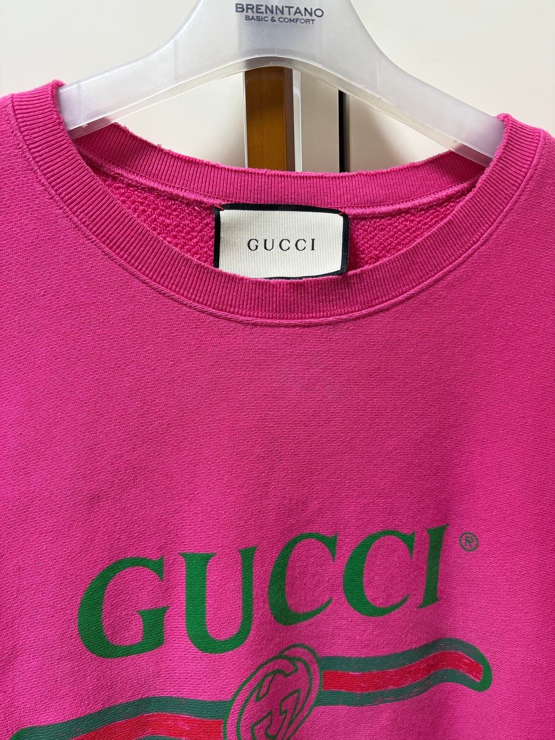 구찌 빈티지 띠로고 핑크 맨투맨 M 상품이미지2