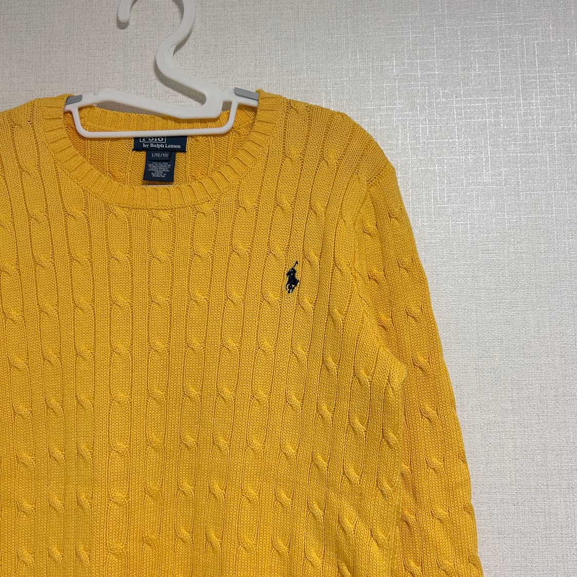 폴로 랄프로렌 케이블 꽈배기 니트 노랑 옐로우 병아리 L 상품이미지4