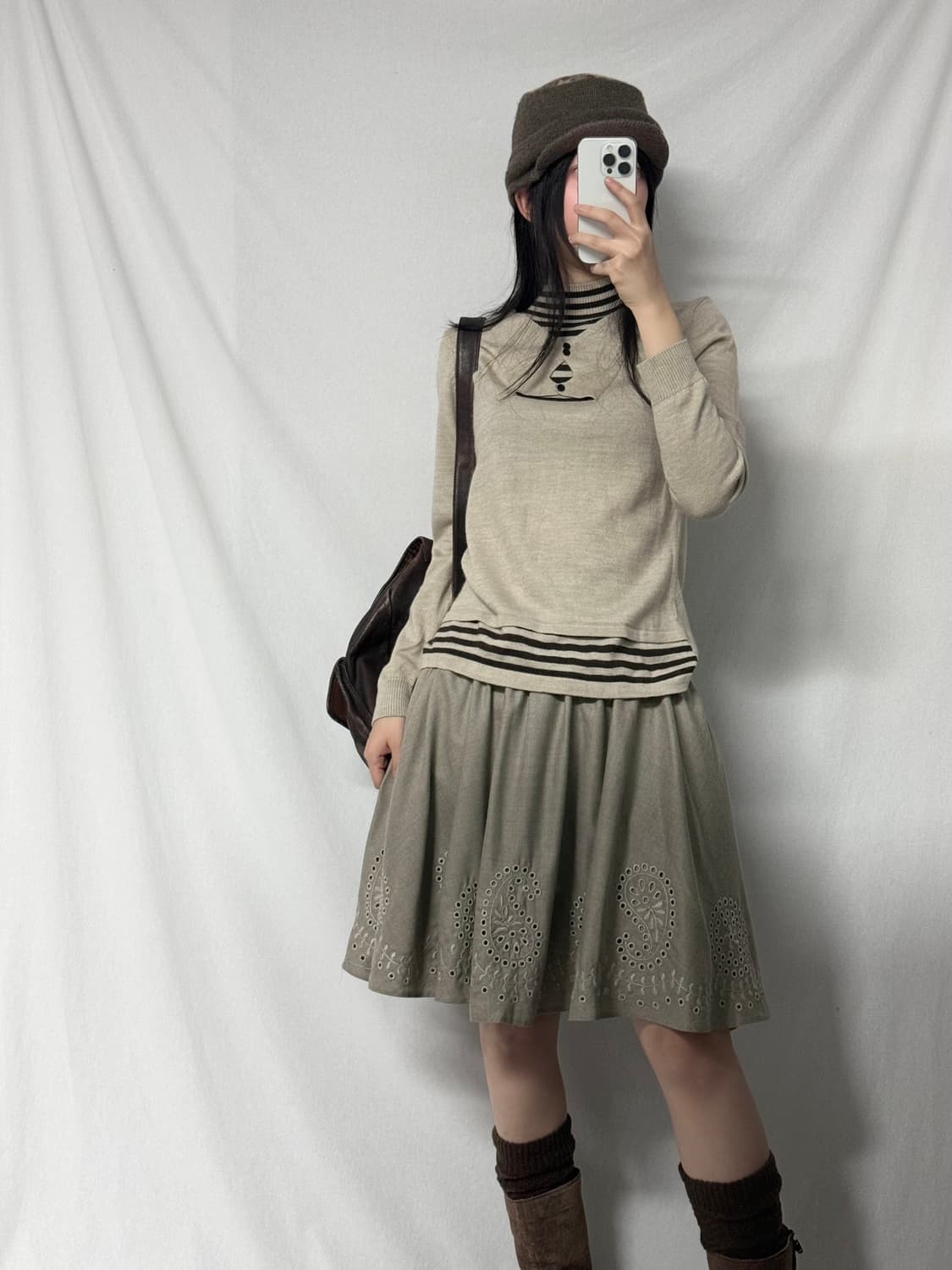 울 블렌디드 레이어드 버튼 니트 상품이미지2