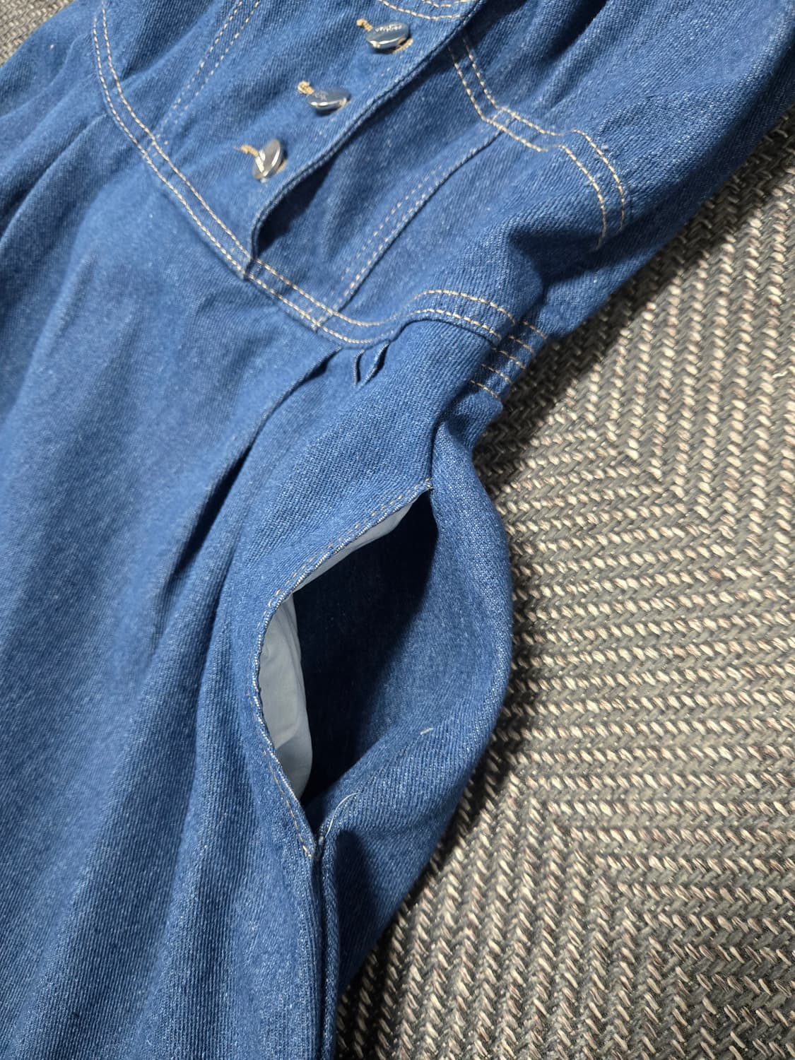 샤틴 25ss 청 데님 플레어 원피스 허리밴딩 원피스 상품이미지4