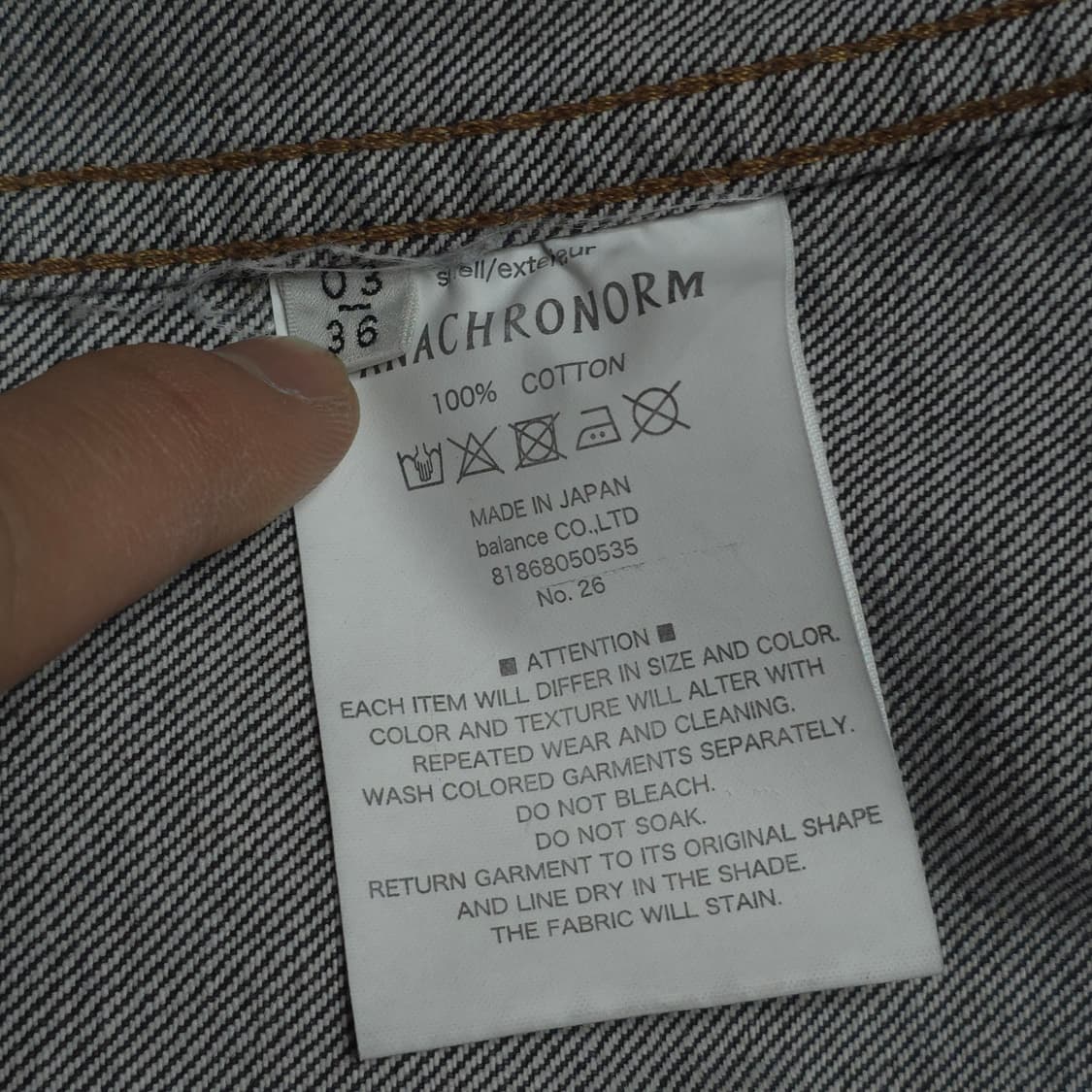 [3]아나크로놈 FrontTuck 데님자켓블랙 보로 anachronorm 상품이미지8