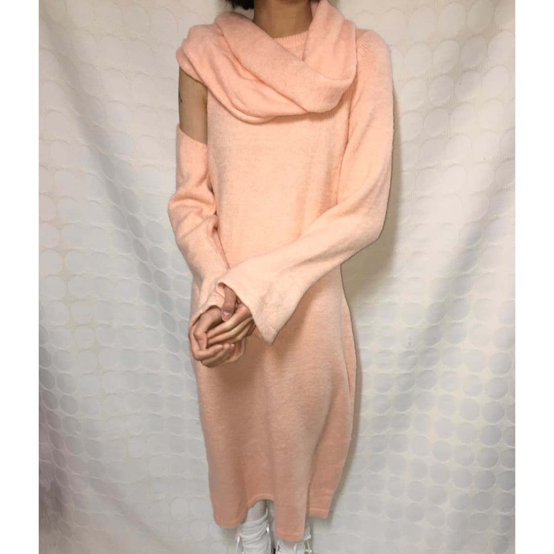 vintage 핑크 니트 머플러 원피스 상품이미지1