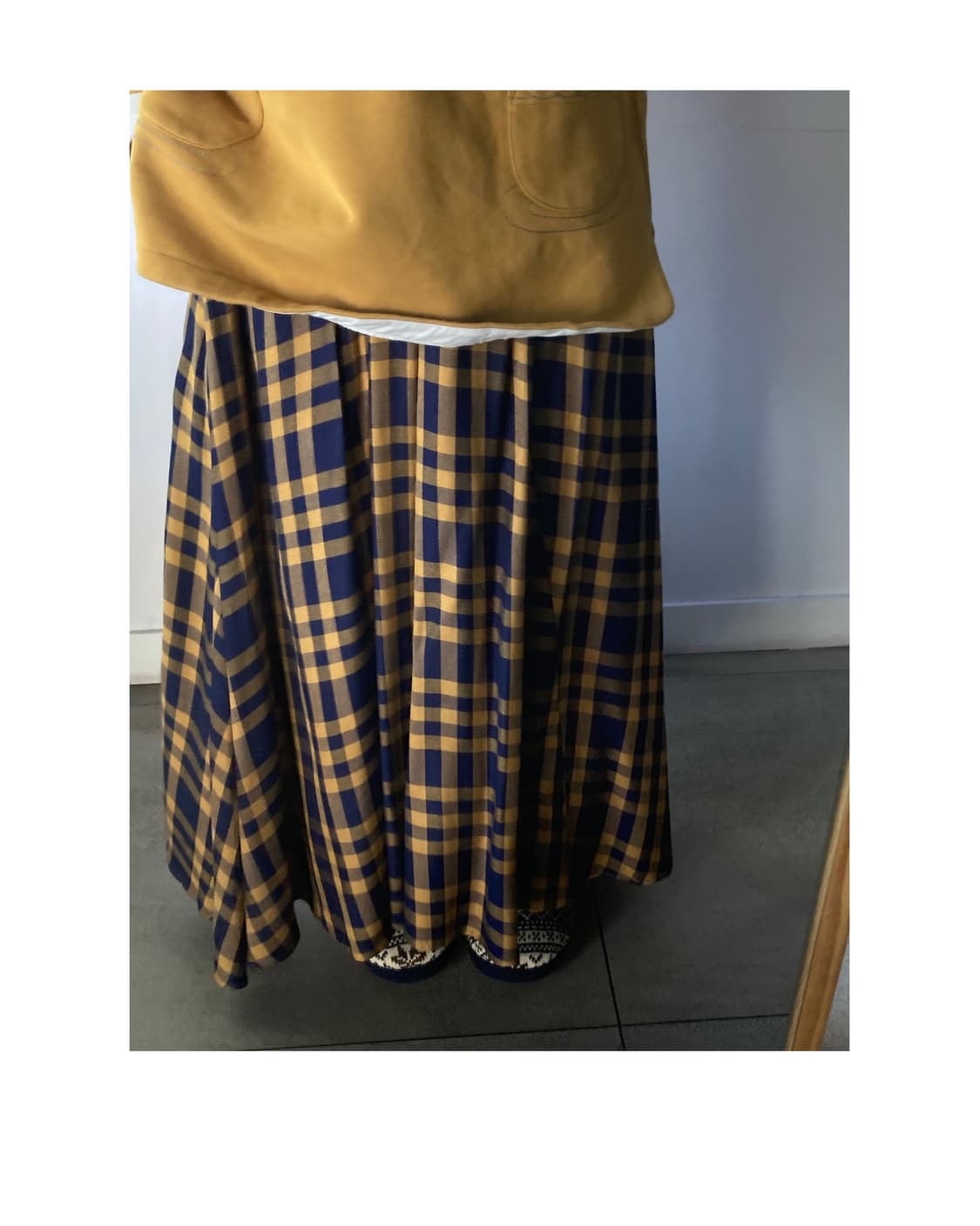 일본빈티지) 머스터드 체크 스커트 상품이미지1