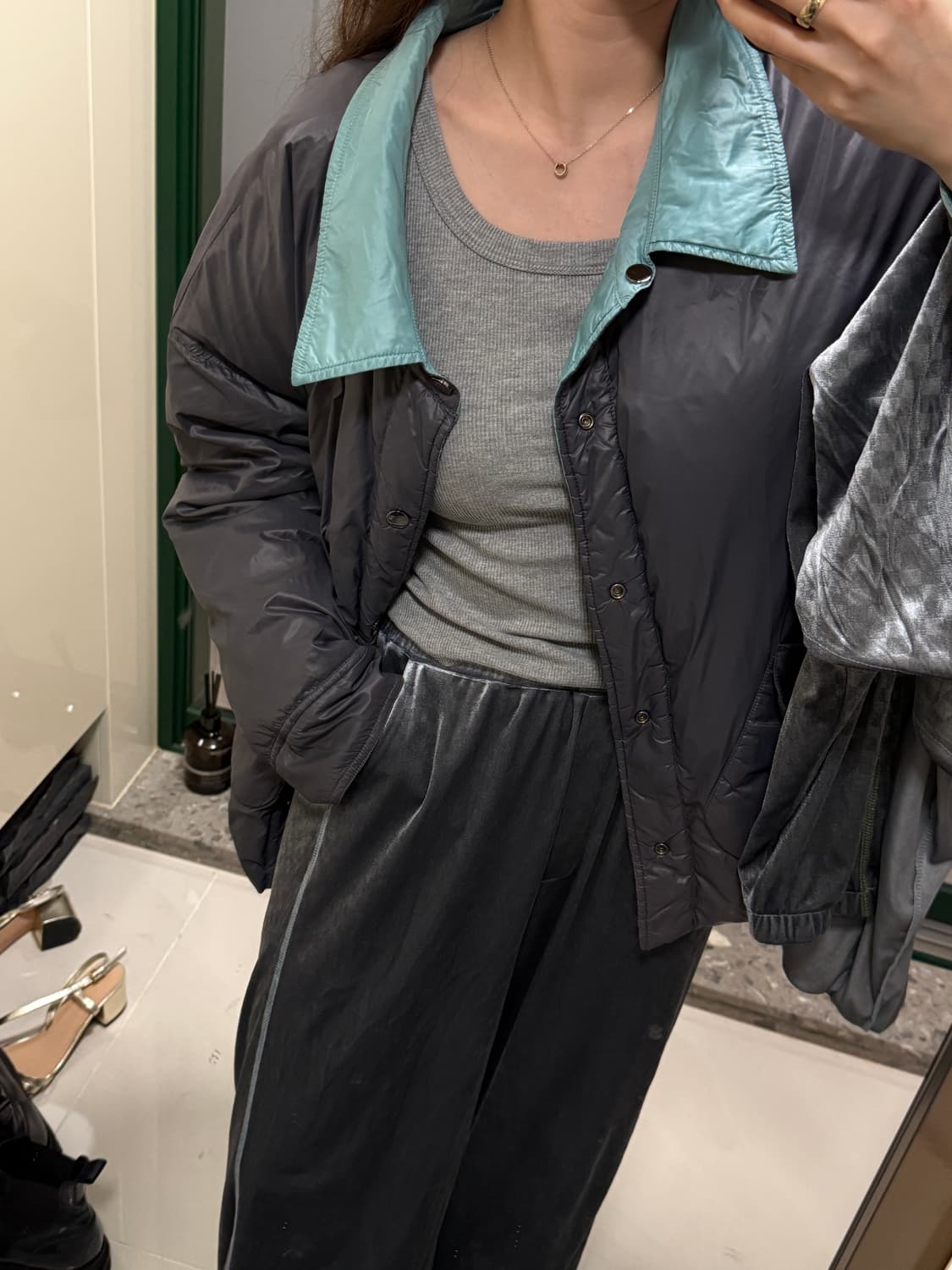 더일마 리버스구스 패딩 민트 상품이미지8