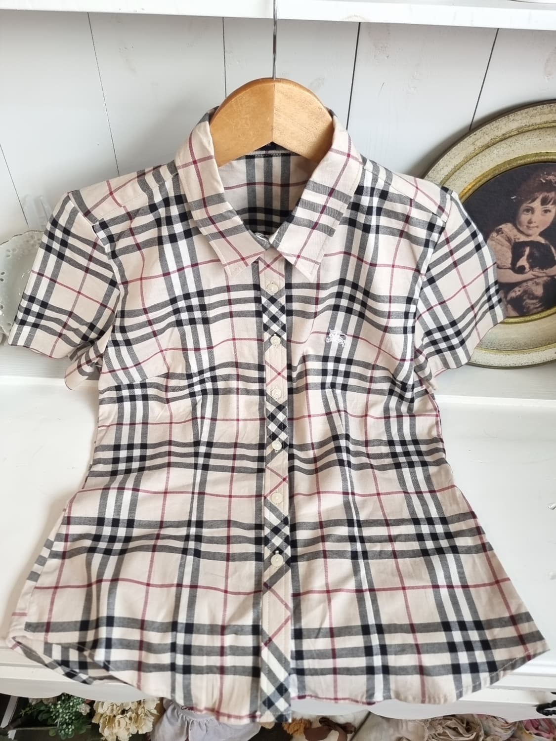 BURBERRY LONDON(버버리 런던) 여성 체크 반팔 셔츠. 상품이미지6