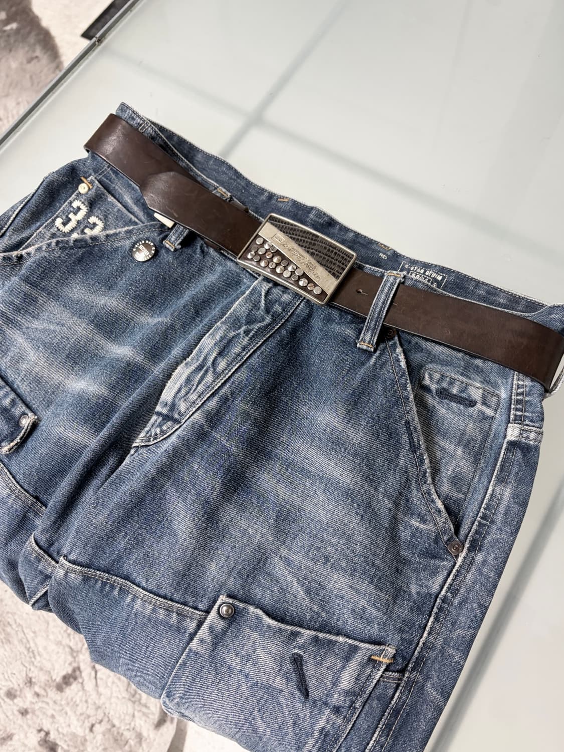 디젤 스터드 레더 벨트 상품이미지2