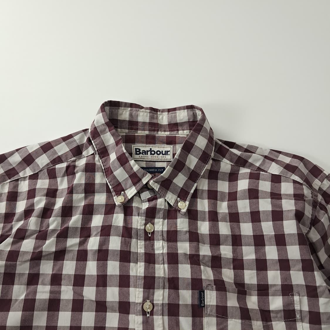 CK345 M 바버 테일러드핏 버건디 깅엄체크 셔츠 남방 상품이미지2