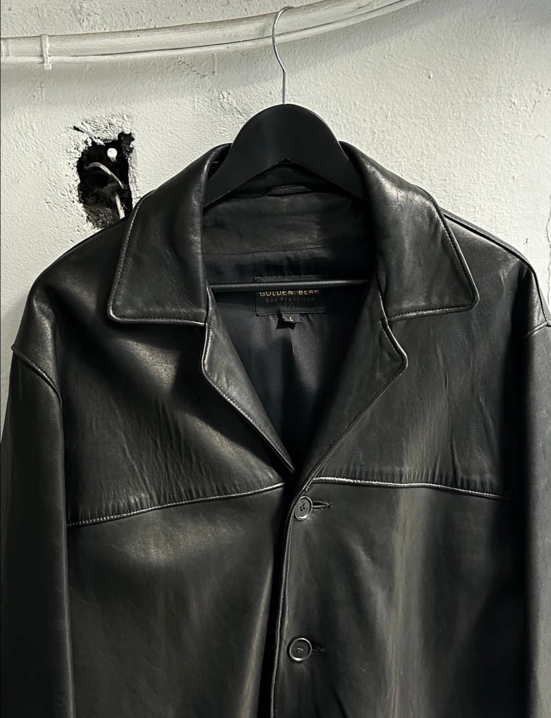 L)90‘s USA made  골든베어 레더 코트 오버사이즈 코트 카코트 상품이미지5