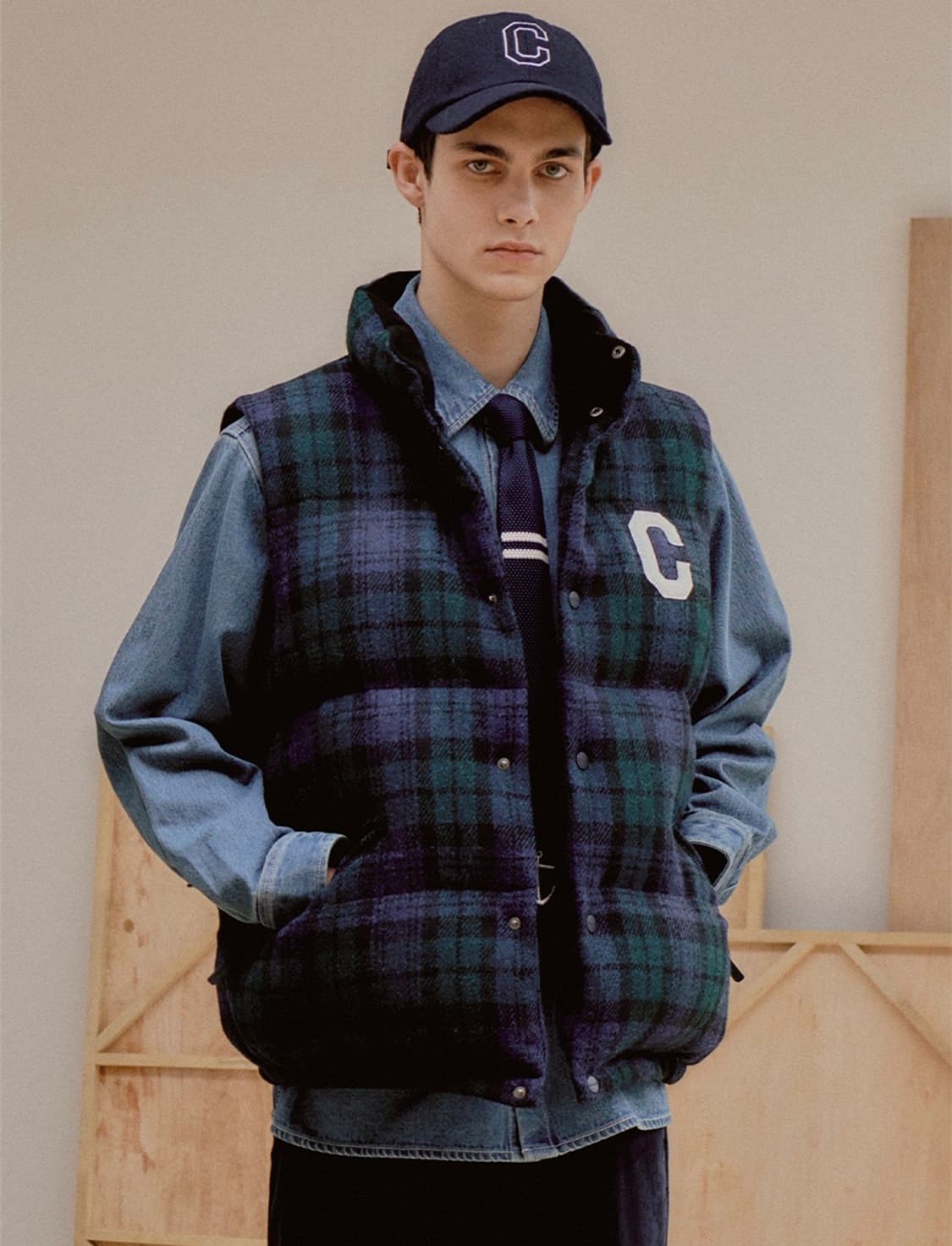 커버낫 RDS 해리스 트위드 다운 울 베스트 조끼 패딩 새상품 판매 상품이미지3