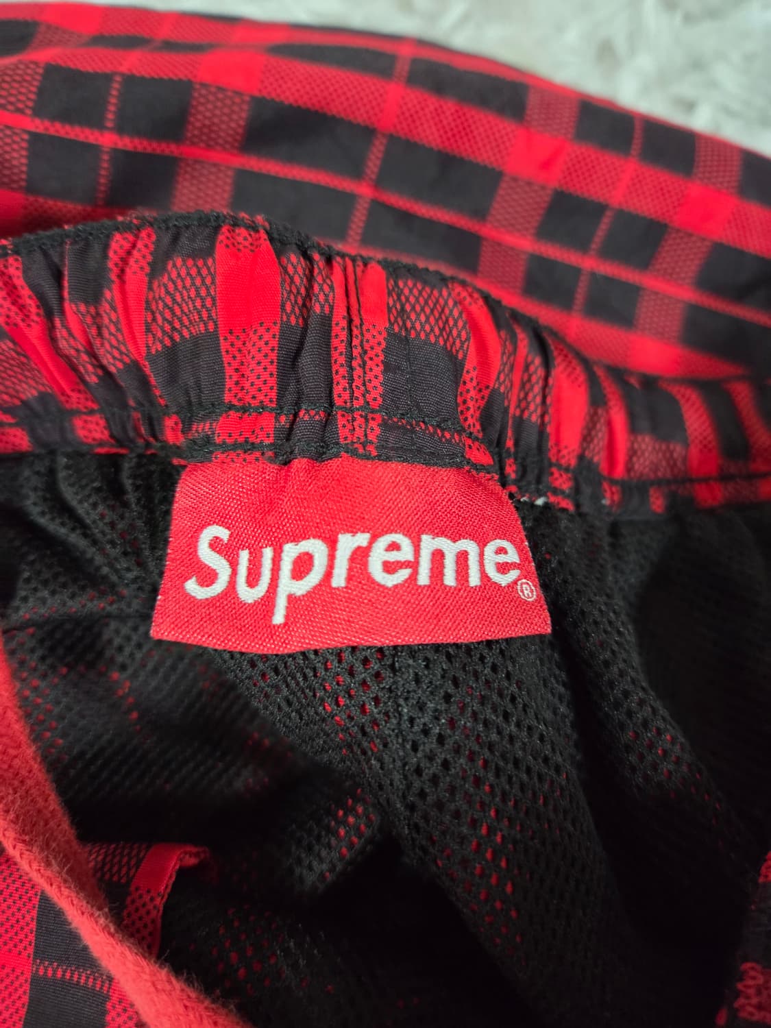 슈프림 나일론 체크 트랙 팬츠 레드 상품이미지5