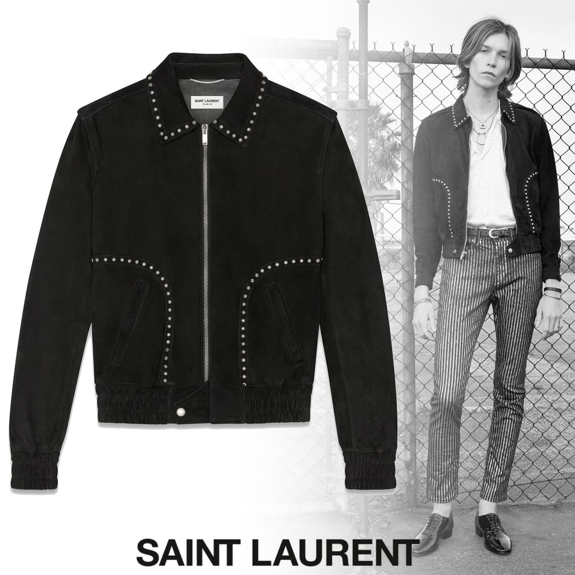 [BTS 지민님 착용] 생로랑 20ss 스터드 스웨이드 자켓 상품이미지3